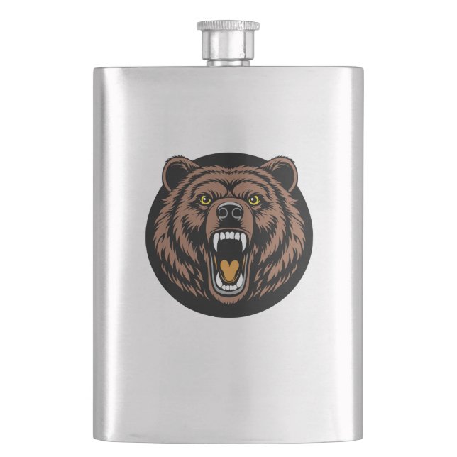 Roaring Bear Power Emblem Flask (Front)
