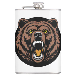 Roaring Bear Power Emblem Flask