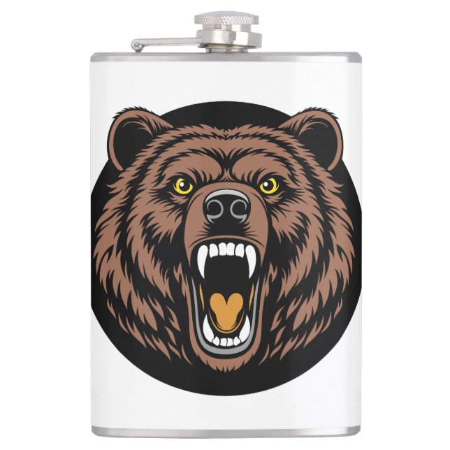 Roaring Bear Power Emblem Flask (Front)