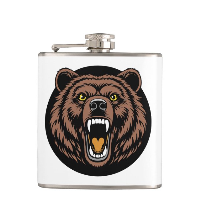 Roaring Bear Power Emblem Flask (Front)