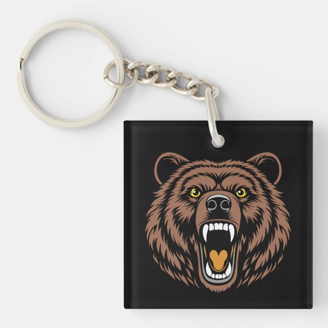 Roaring Bear Power Emblem Keychain (Front)