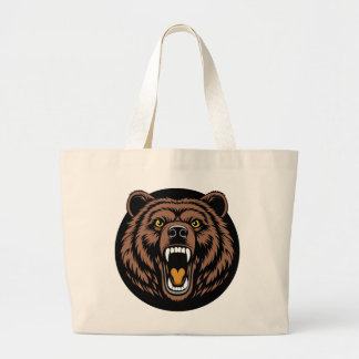 Roaring Bear Power Emblem Large Tote Bag