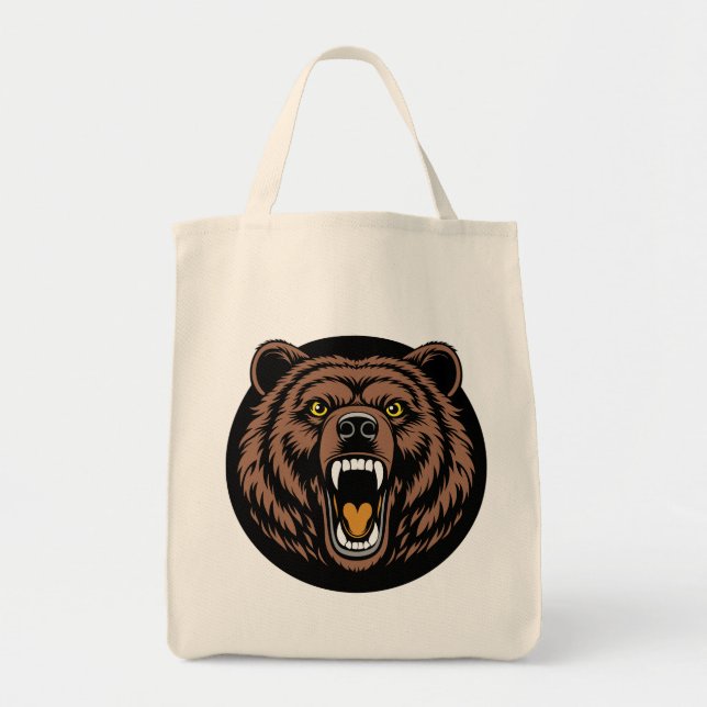 Roaring Bear Power Emblem Tote Bag (Front)