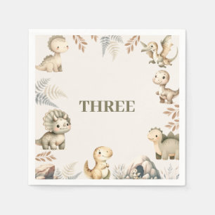 Roaring Boho Dinosaur Theme Birthday Napkins