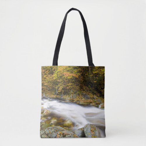 Roaring Brook in fall in Vermonts Green Tote Bag