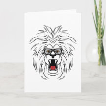 Roaring cool lion with glasses shows the boss