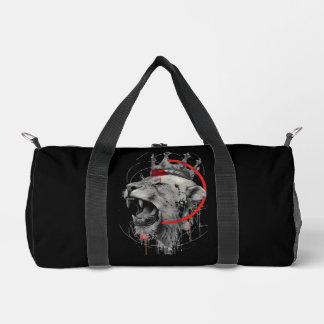 Roaring Crowned Lion Trash Polka Duffle Bag