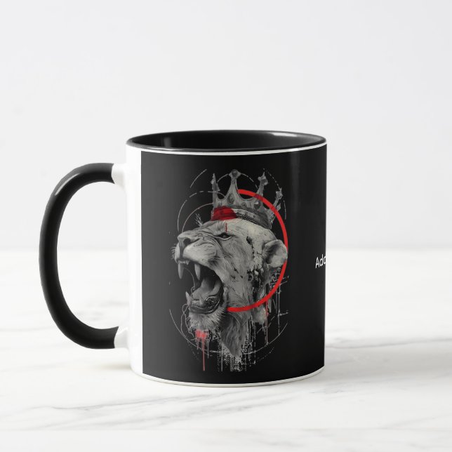 Roaring Crowned Lion Trash Polka Mug (Left)