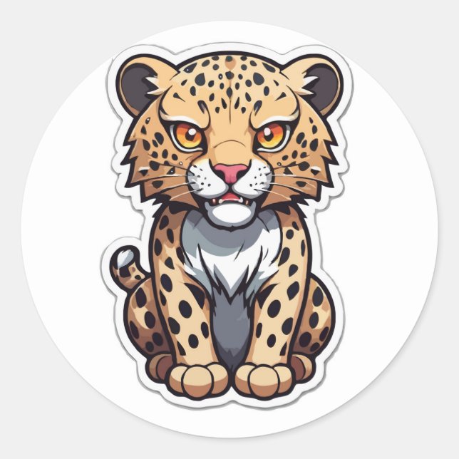 Roaring Cub Leopard  Classic Round Sticker (Front)