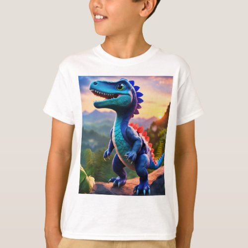 Roaring Dino Adventure Kids T_Shirt Design