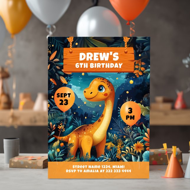 Roaring Dino Jungle Birthday Adventure Invitation (Creator Uploaded)