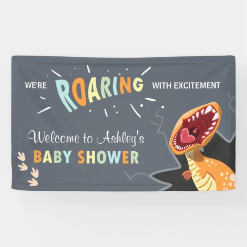 Roaring Dinosaur Baby Shower Dino Backdrop Banner