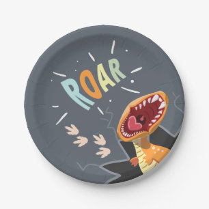 Roaring Dinosaur Baby Shower Dino Paper Plates Boy