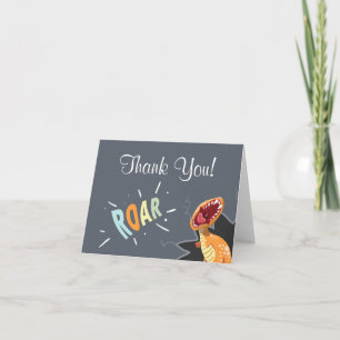 Roaring Dinosaur Baby Shower Dino Thank You Card
