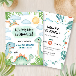 Roaring Dinosaur Birthday Invitation
