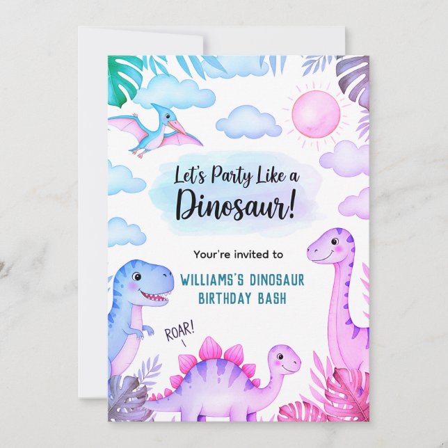 Roaring Dinosaur Birthday Invitation (Front)