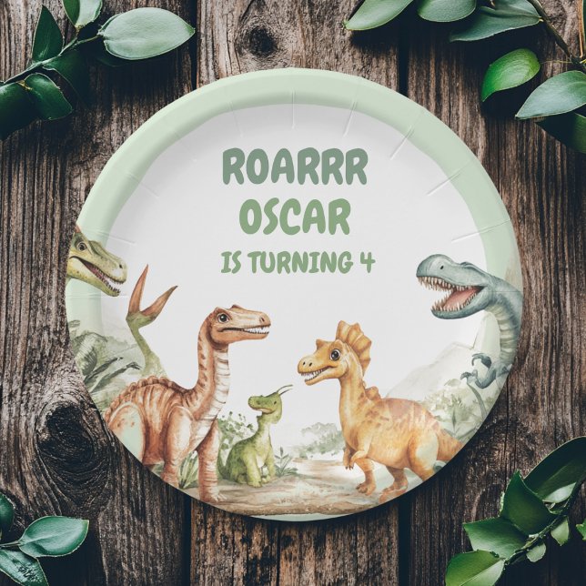 Roaring Dinosaur Birthday Party  Paper Plates (Creator Uploaded)