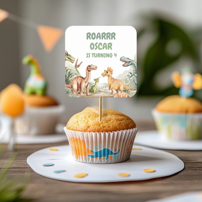 Roaring Dinosaur Birthday Party  Square Sticker (Creator Uploaded)