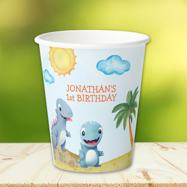 "Roaring Dinosaur Party | Boys Birthday  Paper Cups (Creator Uploaded)