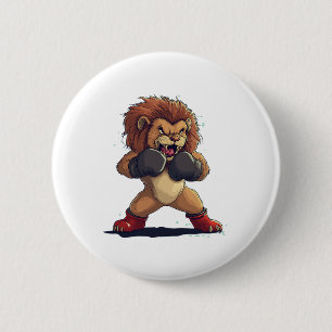 Roaring Fighter Look With This Lion In Boxing Glov Button