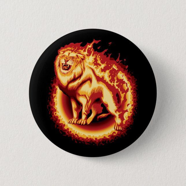 Roaring Fire Lion Button (Front)