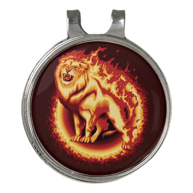 Roaring Fire Lion Golf Hat Clip (Front)
