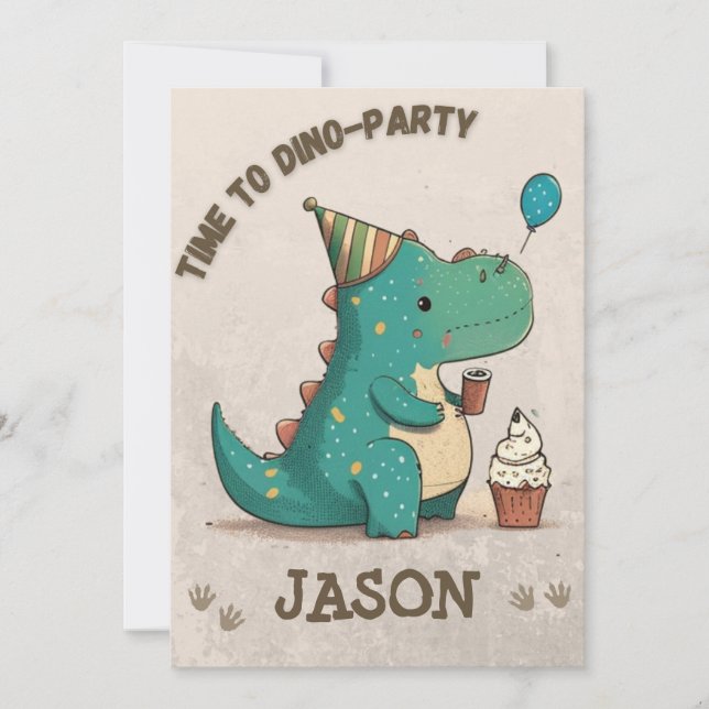 Roaring Fun at my Dino Party Invitation (Front)