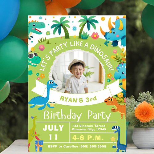 Roaring Fun Dinosaur Birthday Party Invitation