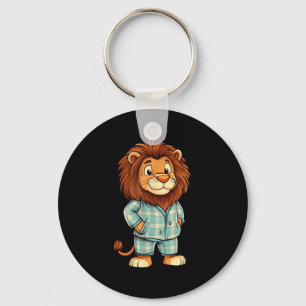 Roaring Giggles_ Lion In Pajama Costume For Sleepy Keychain
