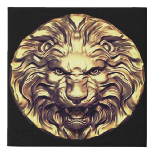 Roaring Gold Lion Head Canvas Print