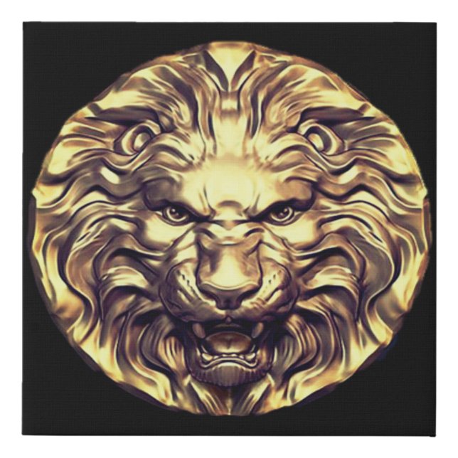 Roaring Gold Lion Head Canvas Print (Front)