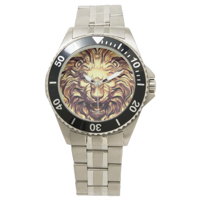Roaring Gold Lion Head eWatch Watch (Front)