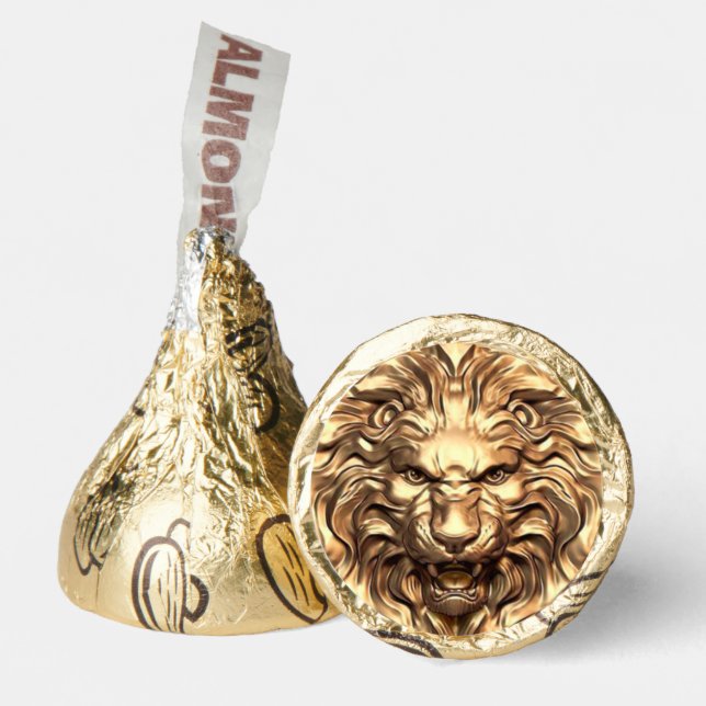 Roaring Gold Lion Head Hershey's Candy Favors (Front)
