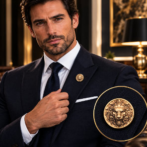 Roaring Gold Lion Head Lapel Pin