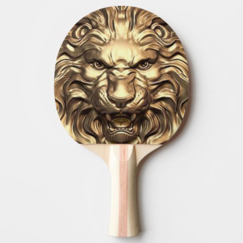 Roaring Gold Lion Head Personalize  Ping Pong Paddle