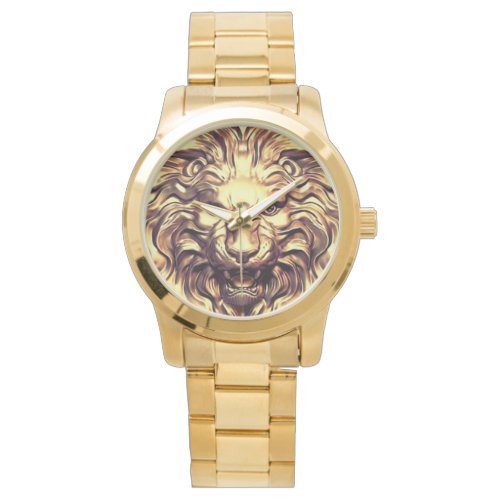 Roaring Gold Lion Head Watch