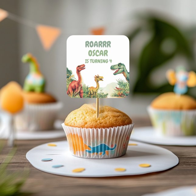 Roaring Good Time Dinosaur Party Square Sticker (Creator Uploaded)