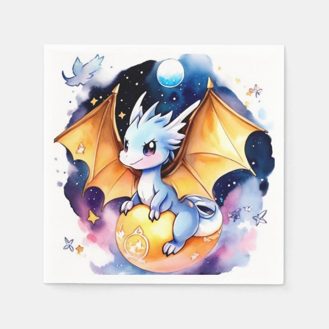 Roaring Good Time: Dragon Baby Shower Napkins (Front)