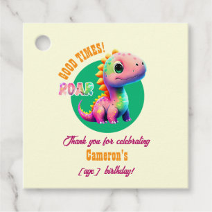 Roaring Good Times Dinosaur Any Age Birthday party Favor Tags