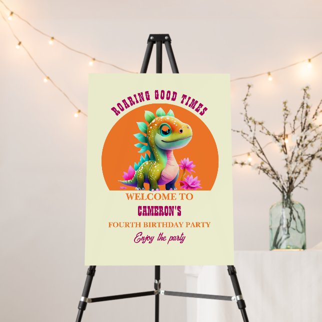 Roaring Good Times Dinosaur Any Age Birthday Party Foam Board (In Situ (Stand))