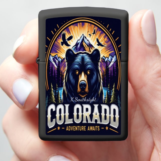 Roaring Grizzly Bear Colorado  Zippo Lighter (In Hand)