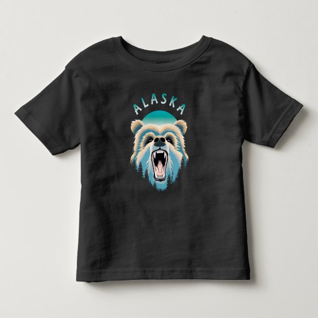 Roaring Grizzly Bear Face - Alaska Wildlife Toddler T-shirt (Front)