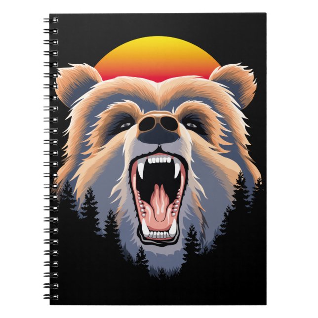 Roaring Grizzly Bear Face Notebook (Front)