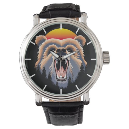 Roaring Grizzly Bear Face Watch