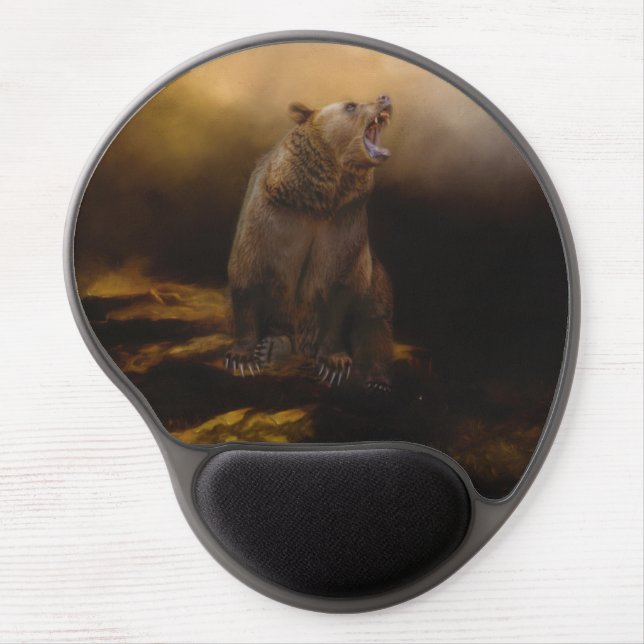 Roaring grizzly bear gel mouse pad (Front)