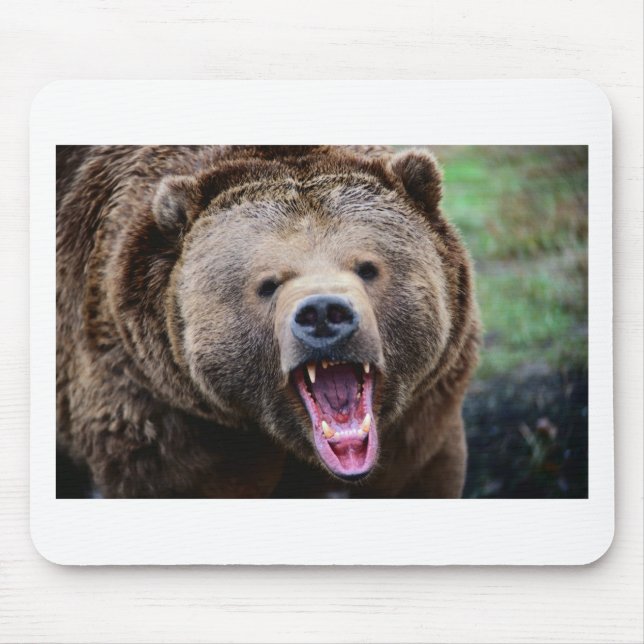 Roaring Grizzly Bear Mouse Pad (Front)