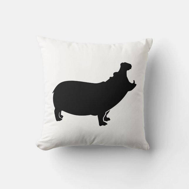 Roaring hippo throw pillow (Front)