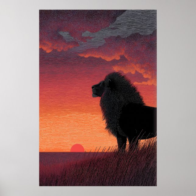 Roaring Horizon Lion Print Sunset Wildlife (Front)