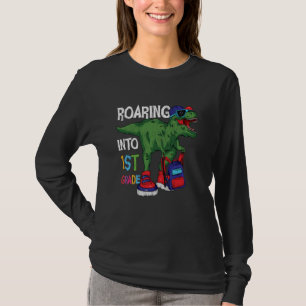 Roaring Into 1st Grade Dinosaur Back To School Kid T-Shirt