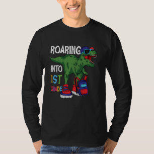Roaring Into 1st Grade Dinosaur Back To School Kid T-Shirt